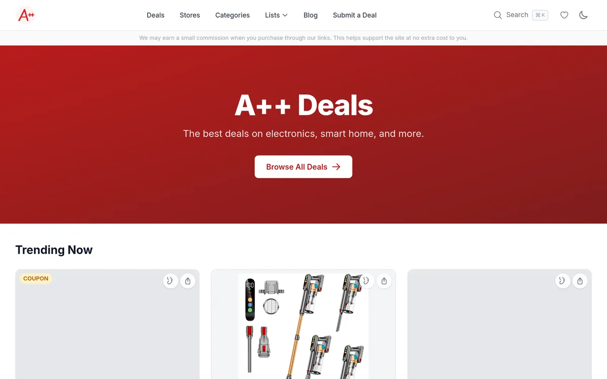 A++ Deals website screenshot