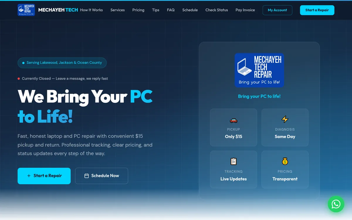 Mechayeh Tech Repair website screenshot